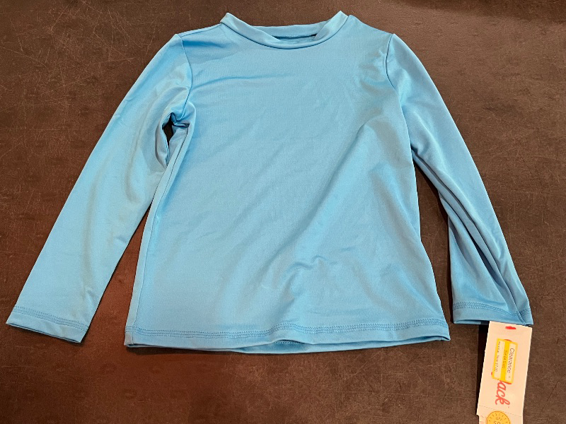 Photo 1 of (5T) Toddler Long Sleeve Solid Rash Guard Top - Cat & Jack™ Blue 5T: UPF 50+ Swimwear, Recycled Polyester, Machine Washable
