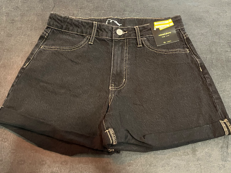 Photo 1 of (XL) Girls' High Rise Jean Shorts - Art Class™ Black Wash XL: Adjustable Waistband, Lightweight Denim, Machine Washable
