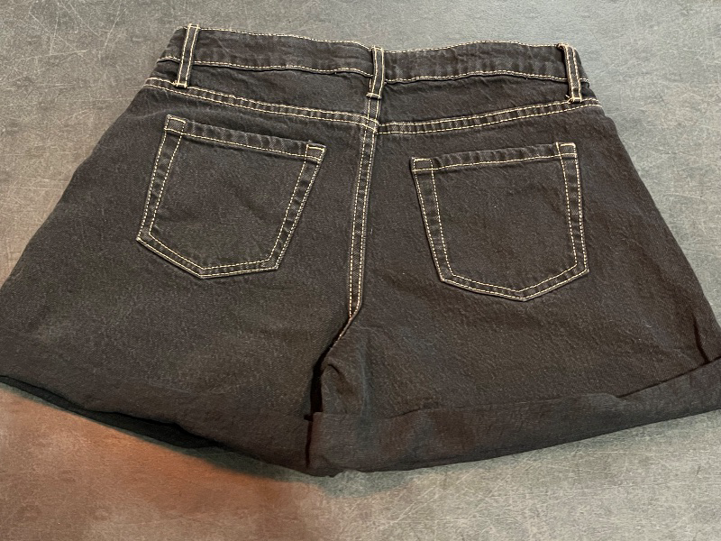 Photo 1 of (XL) Girls' High Rise Jean Shorts - Art Class™ Black Wash XL: Adjustable Waistband, Lightweight Denim, Machine Washable
