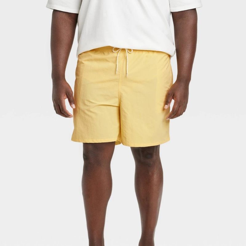Photo 1 of (2XL) Men's Big & Tall 7" Swim Trunks - Goodfellow & Co™ Yellow 2XL: Recycled Polyester Lining, Elastic Waistband, UPF 50+