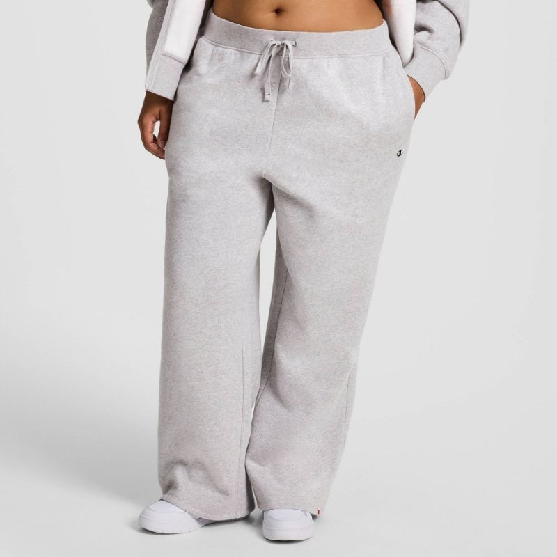 Photo 1 of (M) Champion Women's High-Rise Fleece Wide Leg Sweatpants - Heather Gray M
