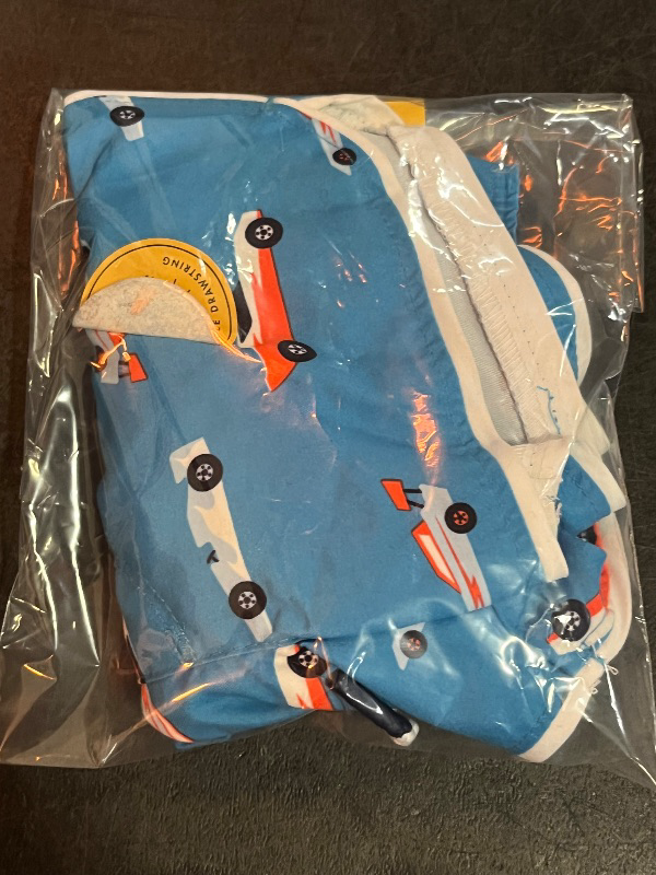 Photo 1 of (12M) Baby Boys' Race Car Swim Shorts - Cat & Jack™ Dark Blue 12M: Recycled Polyester, Adjustable Strap, UPF 50+, Machine Wash