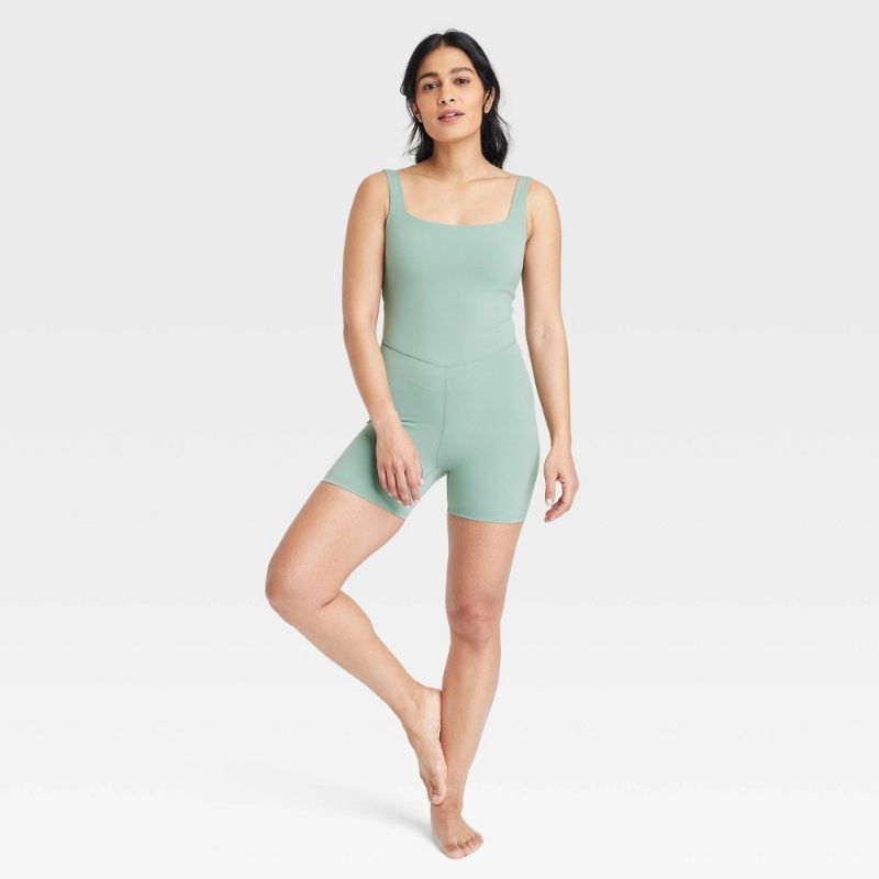 Photo 1 of (M) Women's Everyday Soft Short Active Bodysuit - All in Motion™ Sage Green M: Moisture Wicking, UPF 50+