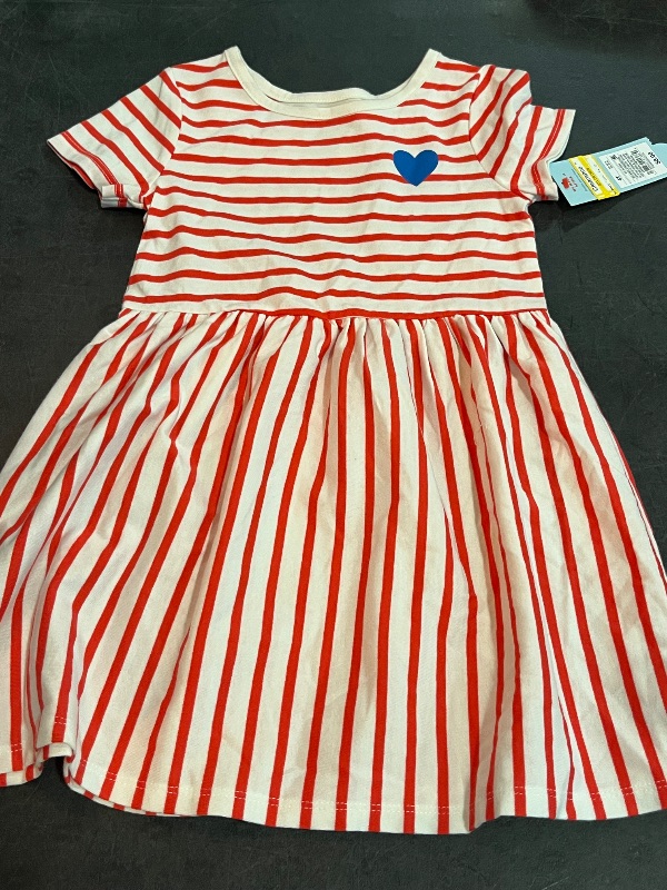 Photo 1 of (4T) Toddler Girls' Striped Short Sleeve Dress - Cat & Jack™ Red 4T

