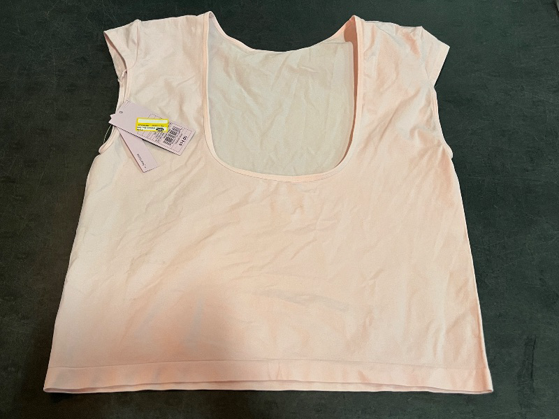Photo 1 of (XXL) Women's Cap Sleeve Seamless Jersey T-Shirt - Wild Fable™ Light Pink XXL: Casual Pullover, Lightweight Fabric