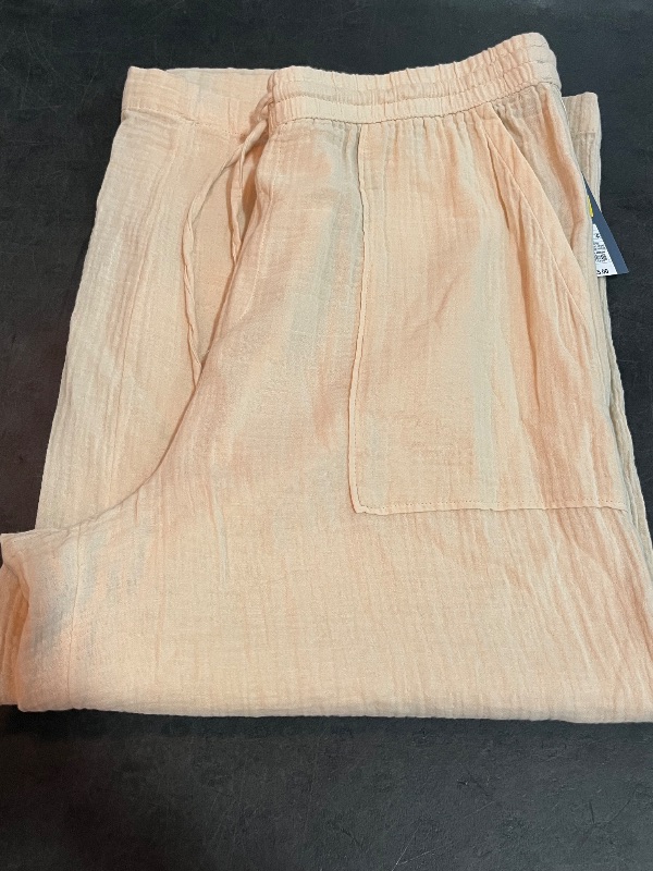 Photo 1 of (XL) Women's High-Rise Gauze Wide Leg Pull-on Pants - Universal Thread™ Cream XL: Elastic Waistband