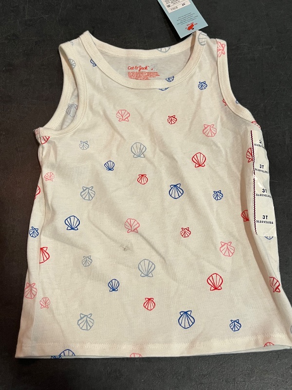 Photo 1 of 3T - Toddler Girls' Seashell Tank Top - Cat & Jack™ - Cream 3T: Relaxed Fit, Below Hip