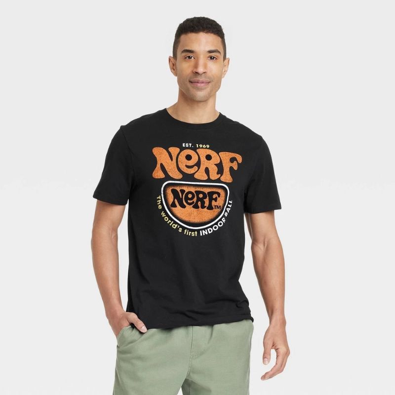Photo 1 of (L) Men's Nerf Short Sleeve Crew Neck Graphic T-Shirt - Goodfellow & Co™ Black L: Tagless
