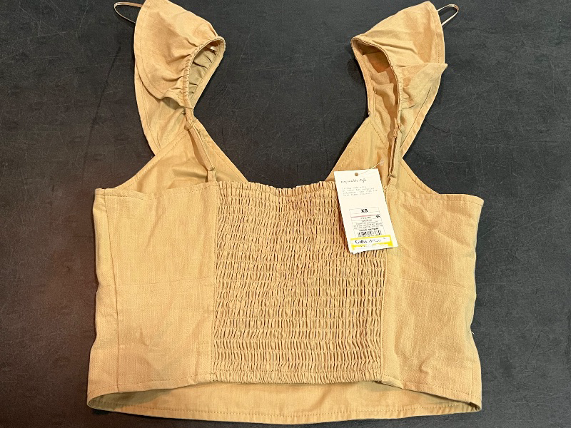 Photo 1 of (XS) Women's Ruffle Sleeve Woven Halter Top - a New Day™ Tan XS