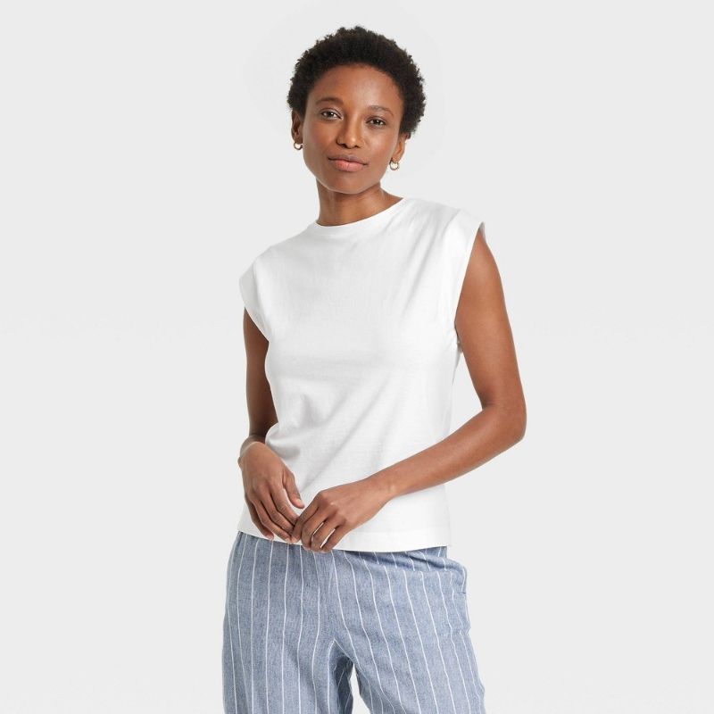 Photo 1 of Minor Mark** (S) Women's Extended Short Sleeve T-Shirt - a New Day™ White S: Cotton Crew Neck Pullover, Midweight Jersey