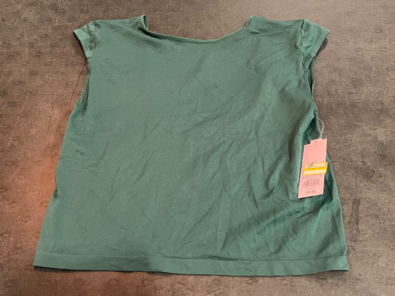 Photo 1 of (XL) Women's Cap Sleeve Seamless Jersey T-Shirt - Wild Fable™ Dark Teal Green XL: Lightweight Nylon-Spandex Pullover,