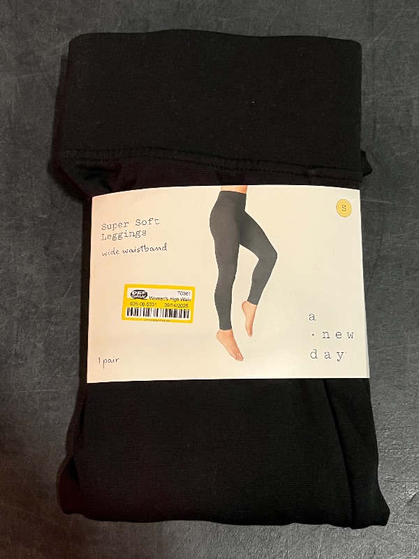 Photo 1 of (S) Women's Supersoft Leggings with Wide Waistband - a New Day™ Black S: Mid Rise, Ankle Length, Power Stretch, Pull-on Style