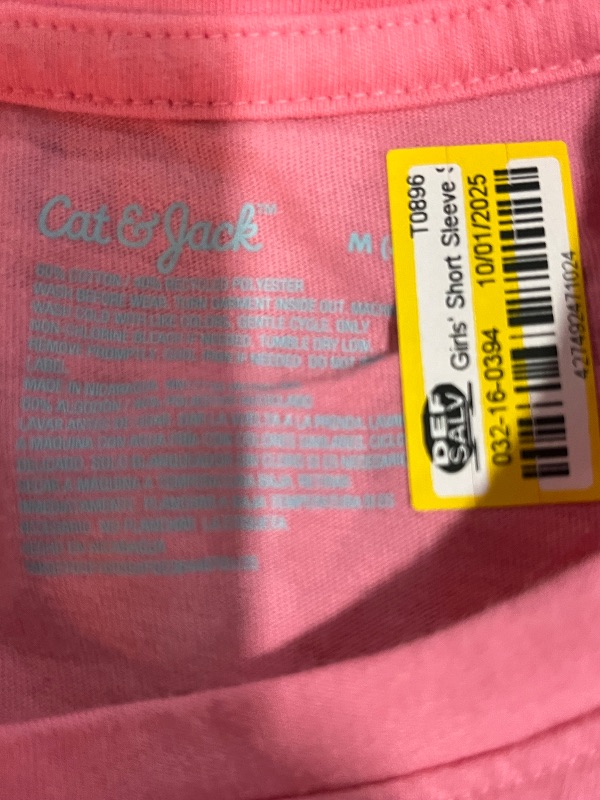 Photo 1 of M(8) Girls Solid Pink Short Sleeve Shirt 