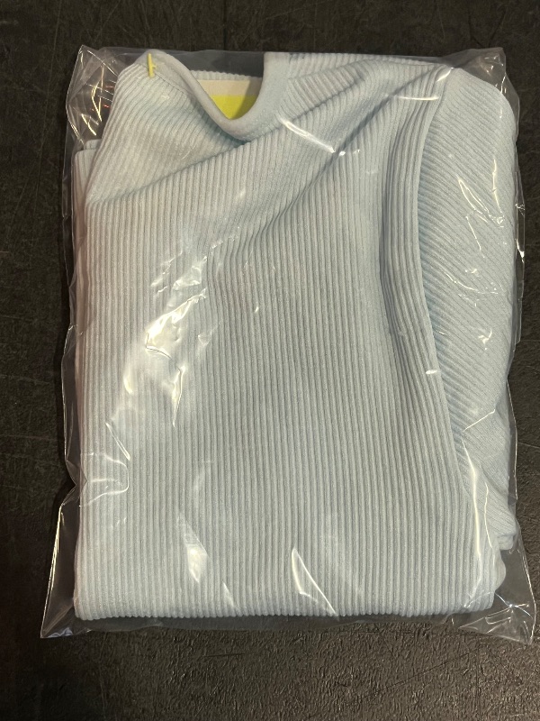 Photo 1 of (XS) Girls' Seamless Crop T-Shirt - All in Motion™ Light Blue XS: Midweight Fitted Knit Pullover