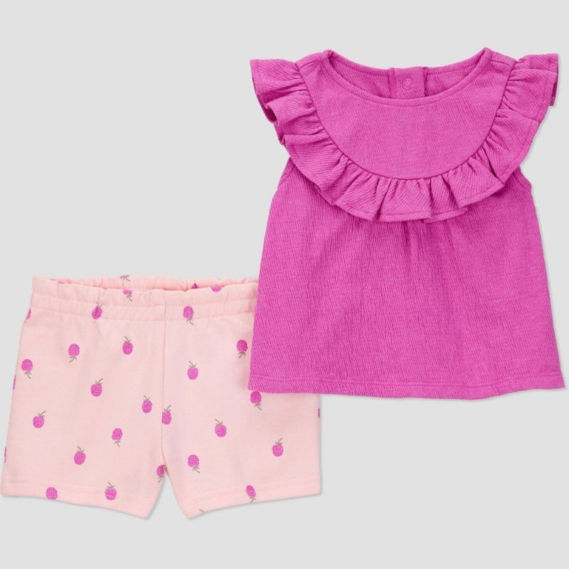 Photo 1 of 6M Carter's Just One You® Baby Girls' Raspberries Top & Shorts Set - Pink 6M: Fruit Pattern
