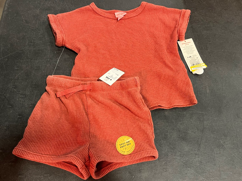Photo 1 of (6-9M) Baby Waffle Top & Bottom Set - Cat & Jack™ Red 6-9M