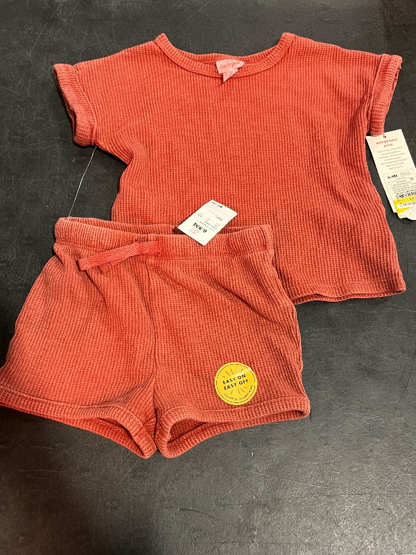 Photo 1 of (6-9M) Baby Waffle Top & Bottom Set - Cat & Jack™ Red 6-9M