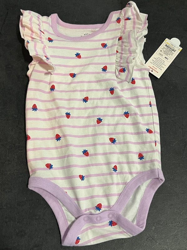 Photo 1 of 12M Baby Girls' Solid Ruffle Bodysuit - Cat & Jack™ Cream 12M: Snap Closure, Tagless, Knit Jersey