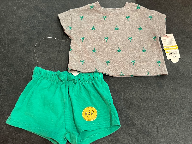 Photo 1 of 0-3M Baby Boys' Top & Bottom Set - Cat & Jack™ Green/Gray 0-3M