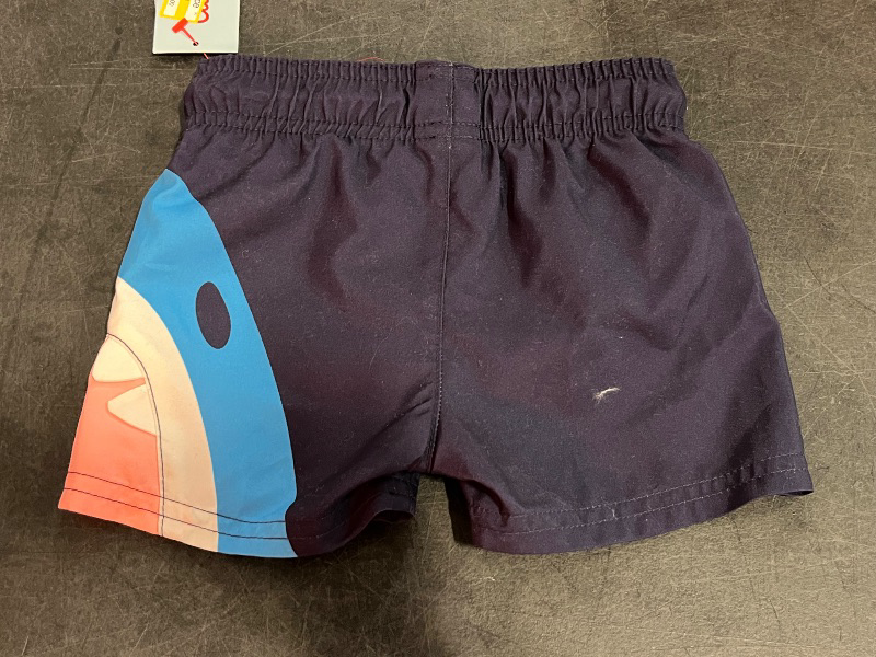 Photo 1 of 12M Baby Boys' Shark Bite Swim Shorts - Cat & Jack™ Navy 12M: Recycled Polyester, UPF 50+, Built-in Brief, Elastic Waistband