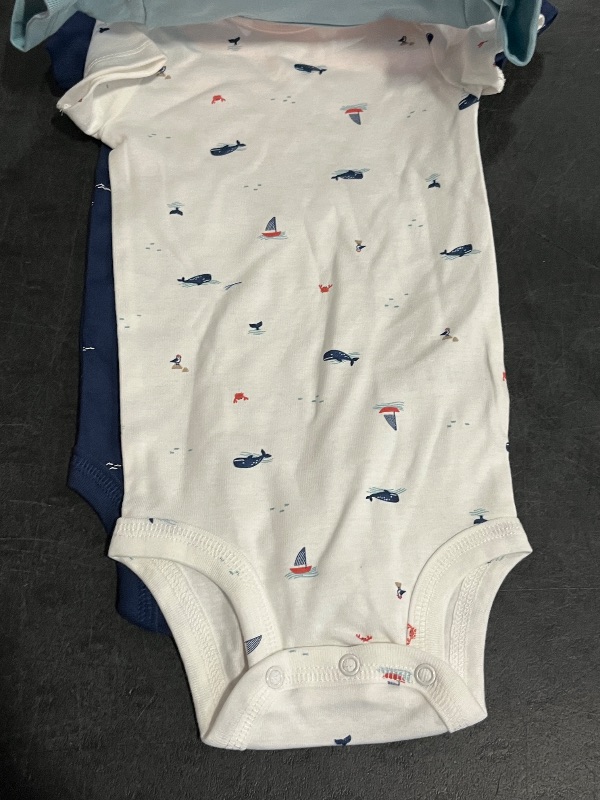 Photo 1 of 9M Carter's Just One You® Baby Boys' 3pk Bodysuit - Navy Blue/White 9M: Cotton, Whale Pattern, Short Sleeve