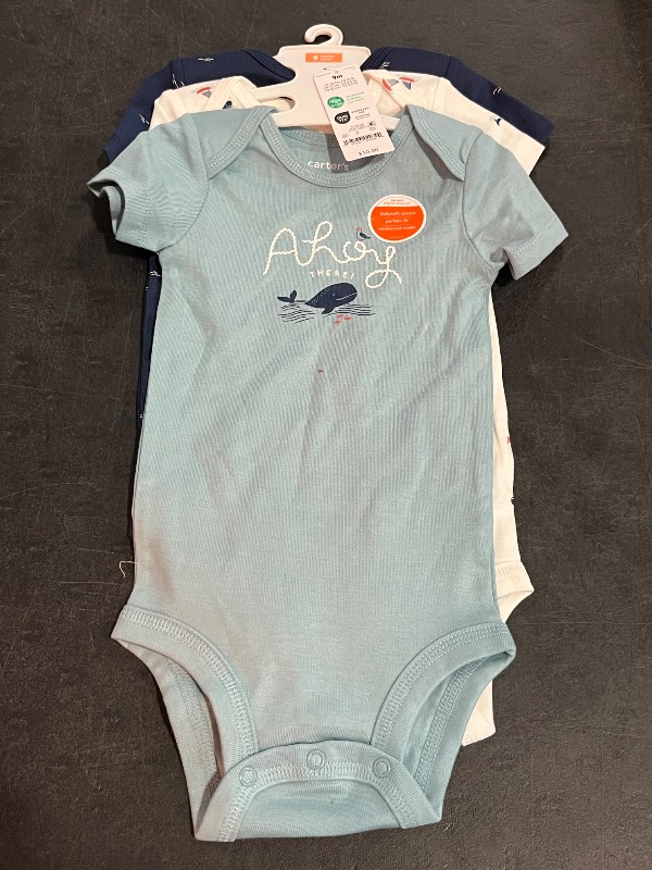 Photo 1 of 9M Carter's Just One You® Baby Boys' 3pk Bodysuit - Navy Blue/White 9M: Cotton, Whale Pattern, Short Sleeve