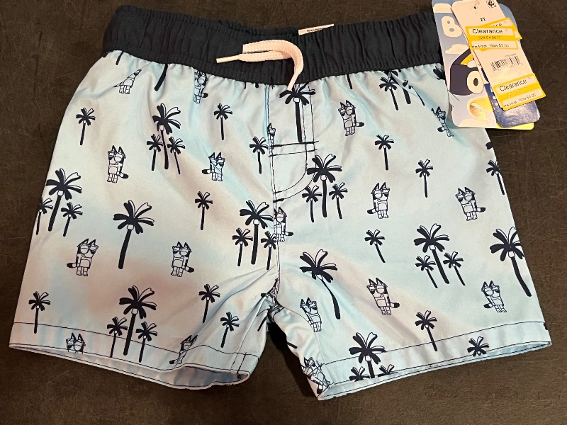 Photo 1 of 2T Toddler Boys' Bluey Swim Shorts - Blue 2T: Polyester Microfiber, Tagless, Mid Rise, Front Drawstring, UPF 50+ Protection