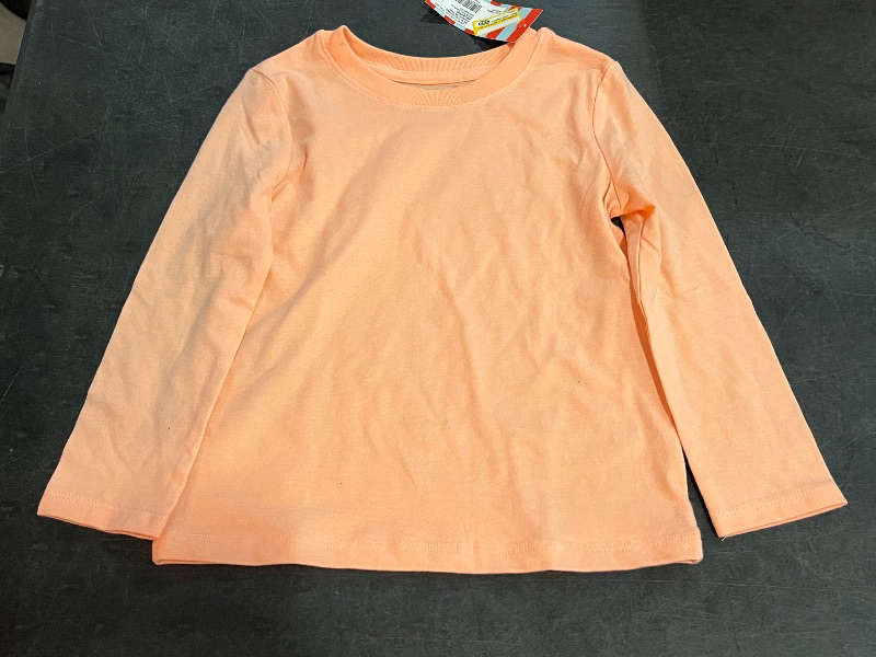 Photo 1 of 4T Toddler Girls' Long Sleeve Solid T-Shirt - Cat & Jack™ Peach Orange 4T