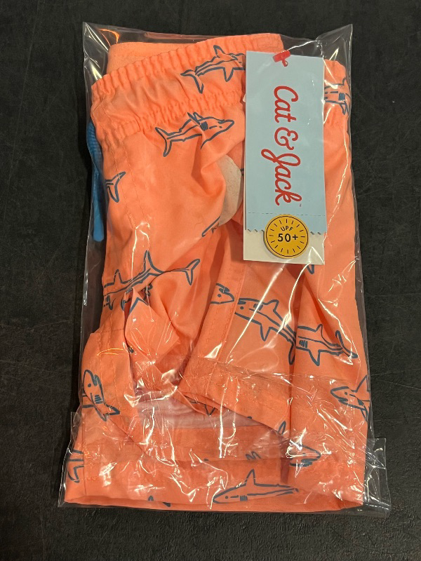 Photo 1 of (18M) Baby Boys' Water Reactive Shark Swim Shorts - Cat & Jack™ Orange 18M