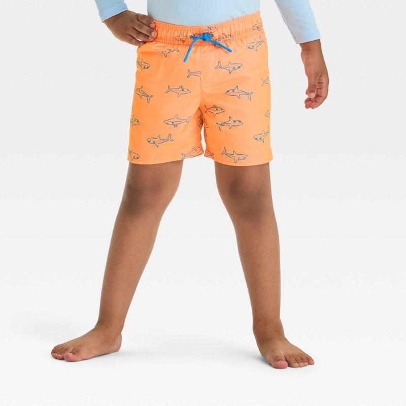 Photo 1 of (18M) Baby Boys' Water Reactive Shark Swim Shorts - Cat & Jack™ Orange 18M