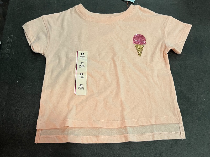 Photo 1 of 3T Toddler Girls' 'Ice Cream' Shirt - Cat & Jack™ Peach Orange 3T: Short Sleeve, Crew Neck
