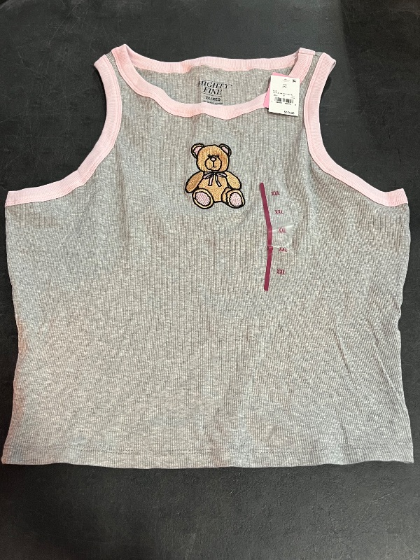 Photo 1 of (XXL) Women's Teddy Bear Graphic Tank Top - Light Gray XXL