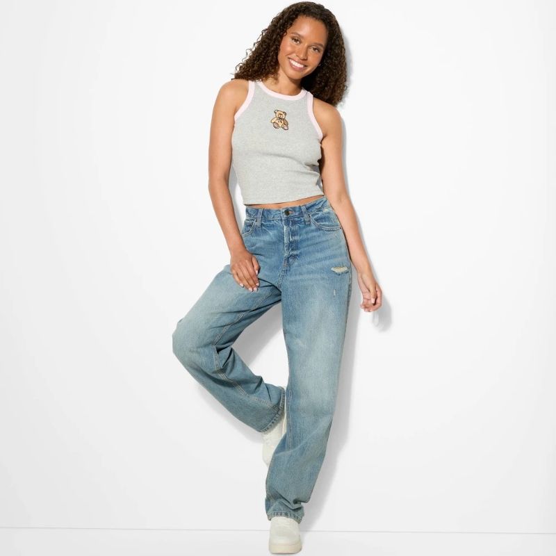 Photo 1 of (XXL) Women's Teddy Bear Graphic Tank Top - Light Gray XXL