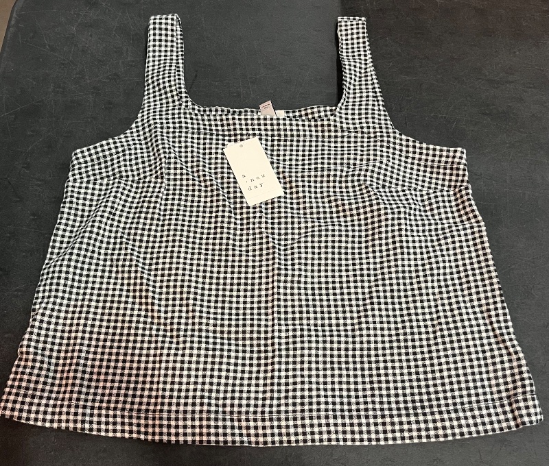 Photo 1 of (M) Women's Linen Tank Top - a New Day™ Black Gingham M: Midweight Canvas, Loose Fit, Squareneck, Wide Straps