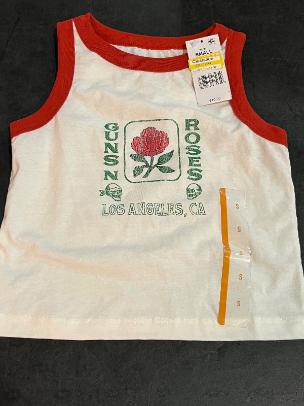 Photo 1 of (S) Girls' Graphic Guns N' Roses Tank Top - White S: Cotton Polyester Blend, Scoopneck, Sleeveless