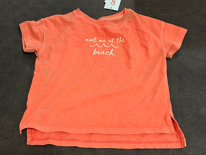 Photo 1 of (4T) Toddler Girls' Short Sleeve Beach Graphic T-Shirt - Cat & Jack™ Coral Orange 4T