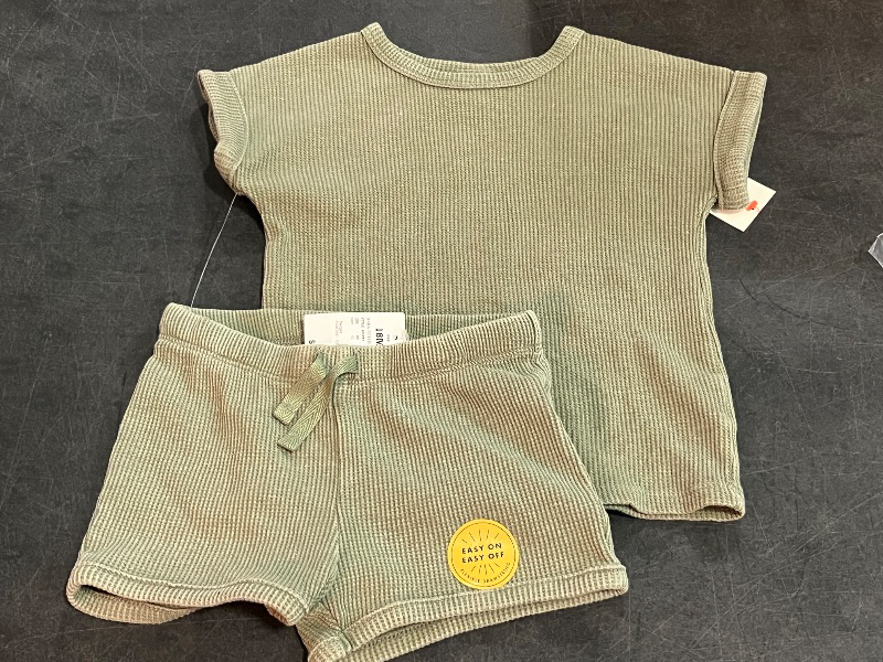 Photo 1 of 18M Baby Waffle Top & Bottom Set - Cat & Jack™ Green 18M