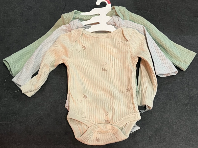 Photo 1 of (NB) Baby 3pk Solid Long Sleeve Wide Ribbed Bodysuit - Cloud Island™ Newborn: Cotton, Midweight, Crotch Snap, Lap Shoulder
