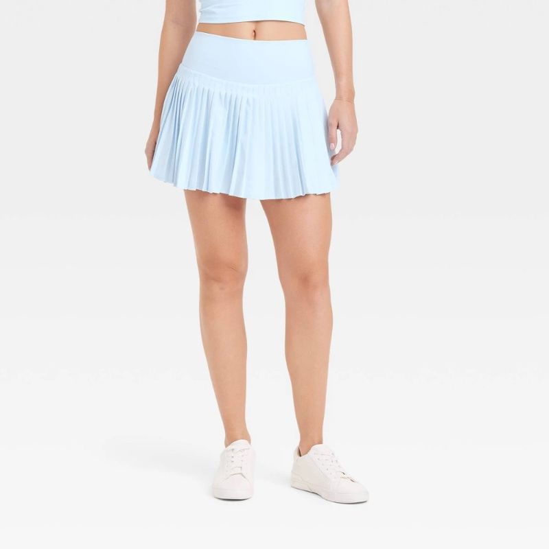 Photo 1 of (XS) Women's High-Rise Woven Pleated Skort 15.75" - All in Motion™ Sky Blue XS: Recycled Polyester, Built-in Shorts, UPF 50+

