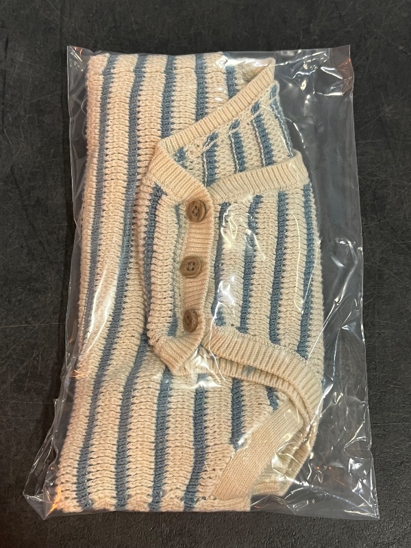 Photo 1 of (6-9M) Stripped Onesie with Ruffle Sleeves Knitted