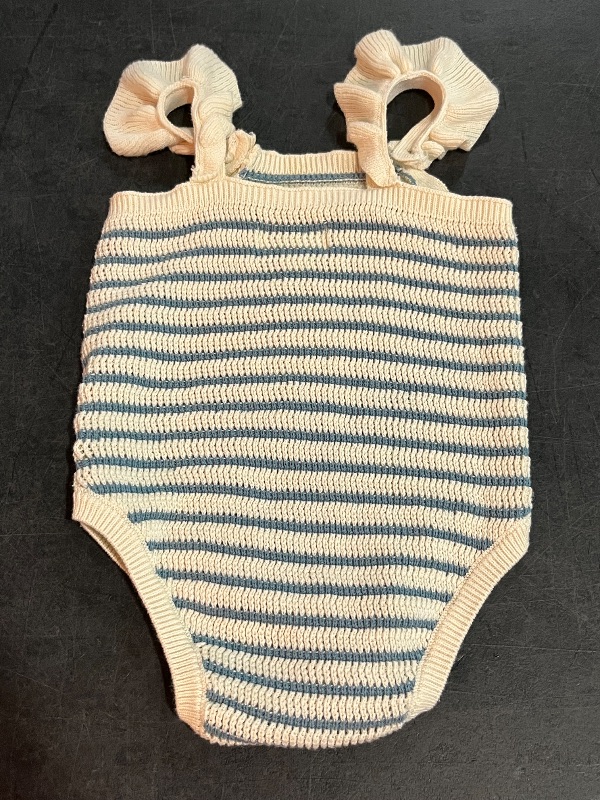Photo 1 of (6-9M) Stripped Onesie with Ruffle Sleeves Knitted