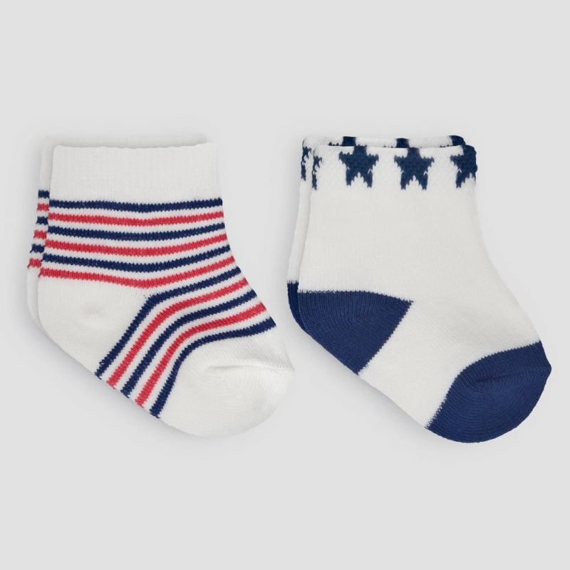 Photo 1 of 6-12M Carter's Just One You® Baby 2pk Stars & Striped Socks - 6-12M: Lightweight Knit Crew,