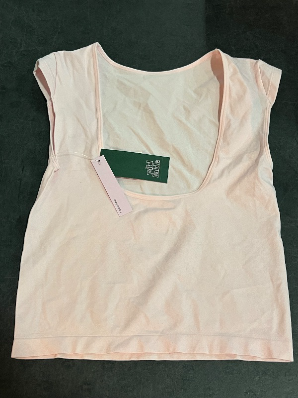 Photo 1 of (S) Women's Cap Sleeve Seamless Jersey T-Shirt - Wild Fable™ Light Pink S: Lightweight Pullover, Roundneck, Solid Pattern