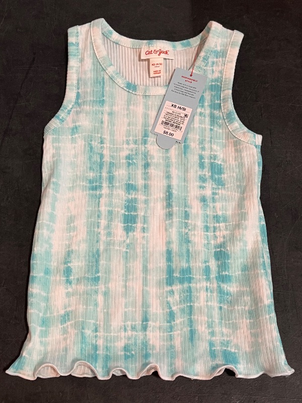 Photo 1 of (XS) Girls' Ribbed Tie-Dye Tank Top - Cat & Jack™ Light Turquoise Blue XS: Sleeveless Pullover