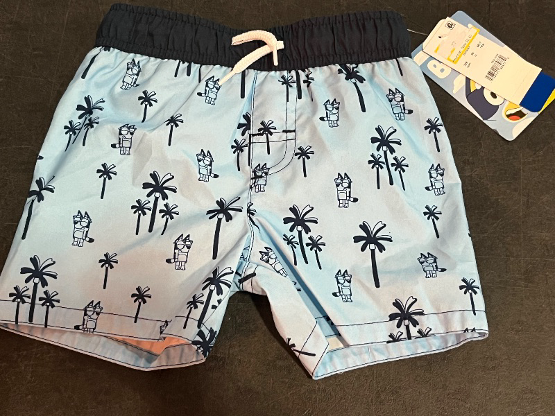 Photo 1 of 2T Toddler Boys' Bluey Swim Shorts - Blue 2T: Polyester Microfiber, Tagless, Mid Rise, Front Drawstring, UPF 50+ Protection