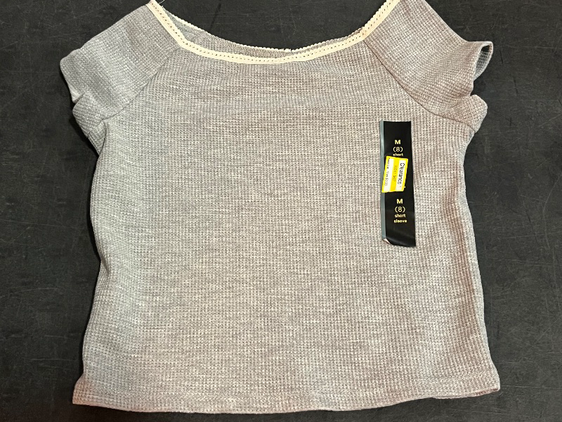 Photo 1 of (M) Girls' Short Sleeve Waffle Knit T-Shirt - Art Class™ Heather Gray M: Recycled Polyester, V Neck, Pullover