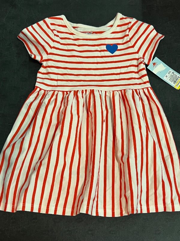 Photo 1 of 3T Toddler Girls' Striped Short Sleeve Dress - Cat & Jack™ Red 3T