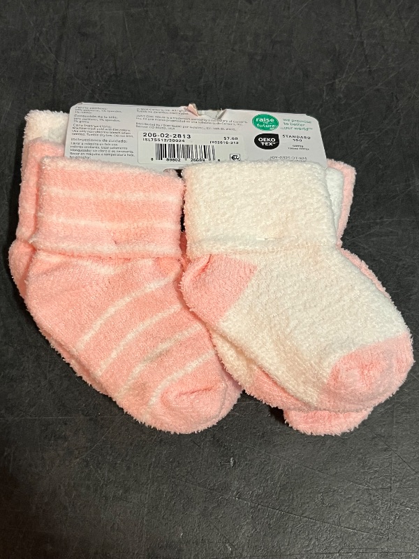 Photo 1 of 3-12M Carter's Just One You® Baby Girls' 4pk Chenille Socks - Pink 3-12M: Lightweight Knit Ankle Socks, Solid & Stripes, Machine Washable