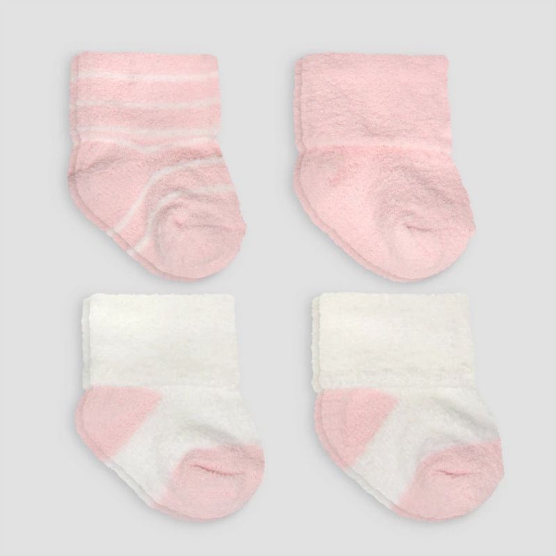 Photo 1 of 3-12M Carter's Just One You® Baby Girls' 4pk Chenille Socks - Pink 3-12M: Lightweight Knit Ankle Socks, Solid & Stripes, Machine Washable