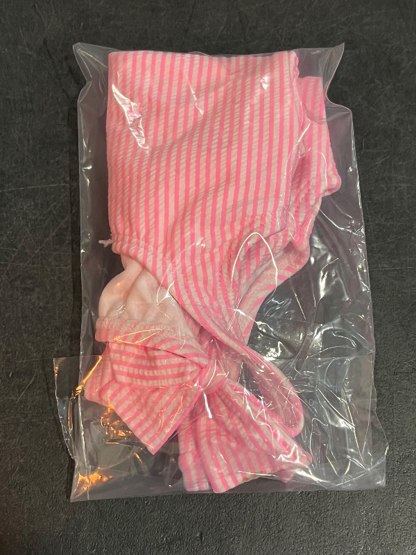 Photo 1 of 18M Baby Girls' Seersucker Striped One Piece Swimsuit with Bow- Cat & Jack™ Pink 18M: UPF 50+, Sleeveless, Elastic Leg